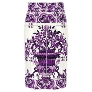 Dolce & Gabbana Maiolica Print Silk Skirt - NWT